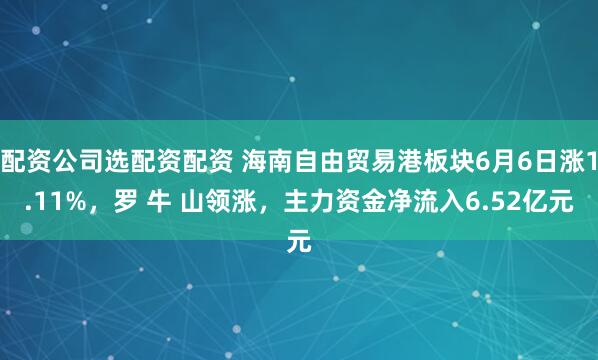 配资公司选配资配资 海南自由贸易港板块6月6日涨1.11%，罗 牛 山领涨，主力资金净流入6.52亿元